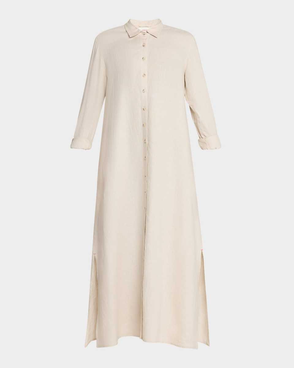 Boden Linen Button-Front Maxi Dress